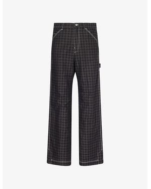Amiri Quad Work Printed Cotton And Linen Pants - Black