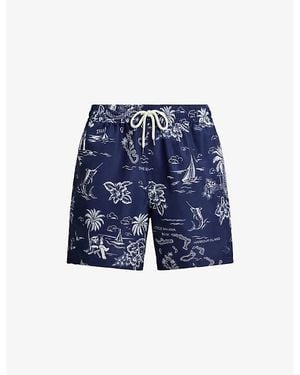 Polo Ralph Lauren Traveller Tropical-Print Swim Shorts - Blue