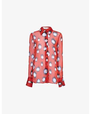 Rat & Boa Adah Printed Sheer Shirt - Red