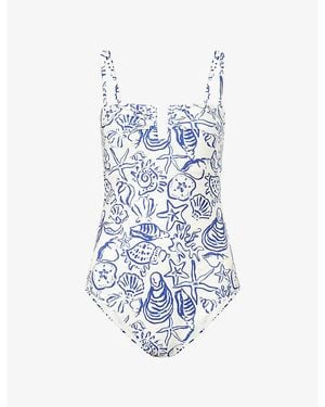 Jonathan Simkhai Ottilie Strapless Swimsuit - Blue
