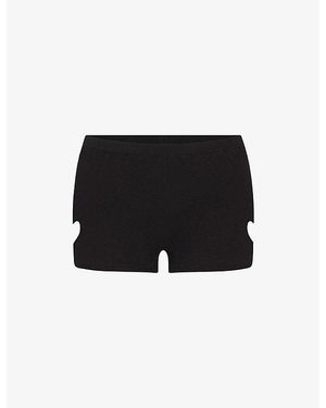 Skims Micro Heart Worn-In Cotton-Jersey Shorts - Black