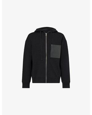 Loewe Leather Patch-Pocket Wool Hoody - Black
