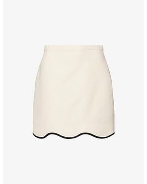 Valentino Scalloped-Hem Wool And Silk Blend Mini Skirt - Natural