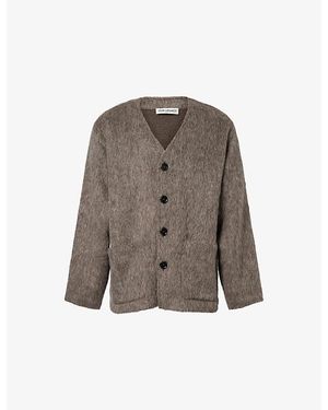 Our Legacy V-Neck Patch-Pocket Wool-Alpaca Blend Cardigan - Brown