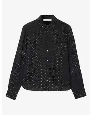 AllSaints Fade Polka-Dot Long-Sleeve Cotton Shirt - Black