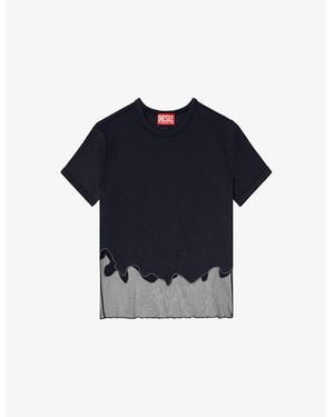 DIESEL T-Inlay-R1 Tulle-Inlay Stretch-Woven T-Shirt - Blue