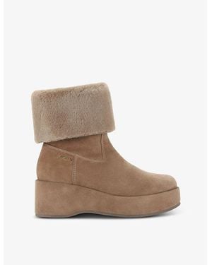 Carvela Kurt Geiger Apres Wedge-Heel Suede Ankle Boots - Brown