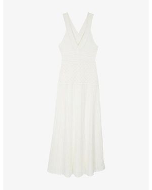 The Kooples Openwork Cross-Back Mesh Maxi Dress - White