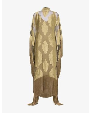 Taller Marmo Mrs Ross Fringed Silk Kaftan - Metallic