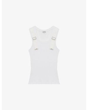 Loewe Ribbed Buckled-Strap Cotton-Blend Tank Top - White