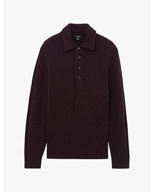 Reiss County Half-Button Wool And Cashmere Sweater - Purple