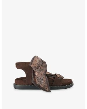 Carvela Kurt Geiger Sorrento Scarf Faux-Suede Sandals - Brown