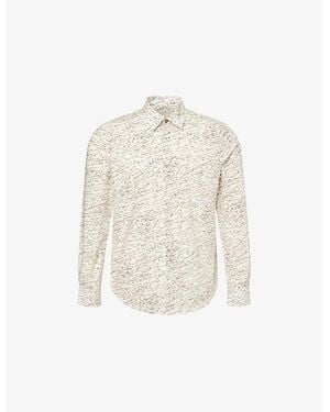 Paul Smith Writing-Print Slim-Fit Cotton-Poplin Shirt - White