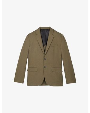 The Kooples Lapel-Collar Single-Breasted Cotton And Linen-Blend Jacket - Green