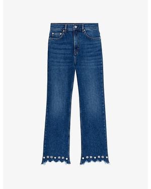 Maje Beaded Flared Bootcut Denim Jeans - Blue