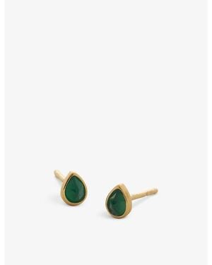 Monica Vinader Teardrop 18Ct Vermeil Sterling And Onyx Stud Earrings - Green