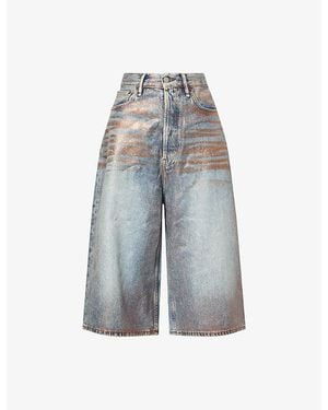 Acne Studios Judda Glitter Denim Shorts - Blue