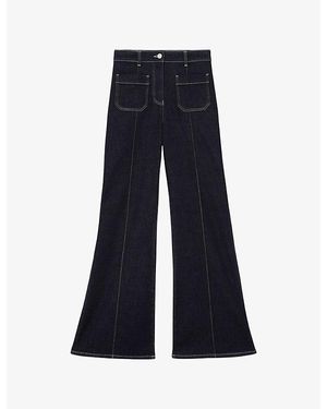 Reiss Sakura Flared-Leg High-Rise Cotton-Blend Jeans - Blue