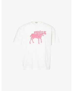 Bode Antlers Graphic-Print Cotton T-Shirt - White