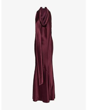 Galvan London Delphinus Cowl-Neck Woven Maxi Dress - Purple
