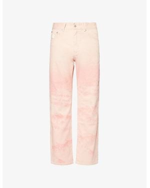 BBCICECREAM Mountain Abstract-Print Straight-Leg Regular-Fit Denim Jeans - Pink
