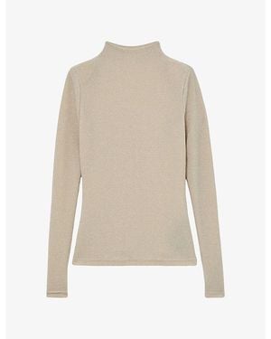 Reiss Serena High-Neck Mesh Top - White