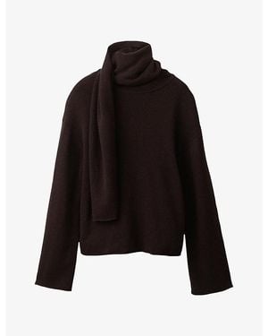 The White Company Oversized Scarf-Neck Wool-Blend Jumper - Black