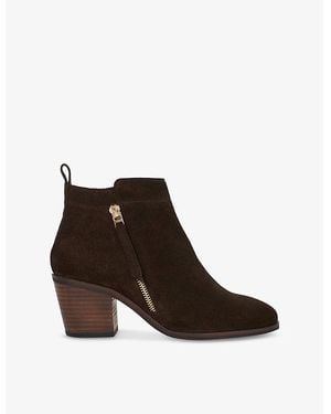 Dune Paicing Pointed-Toe Suede Heeled Ankle Boots - Brown