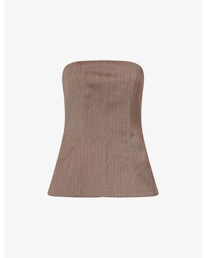 Dissh Hailey Strapless Stripe Bustier Woven Top - Brown