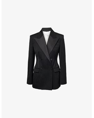 Givenchy Peak-Lapel Double-Breasted Wool Blazer - Black