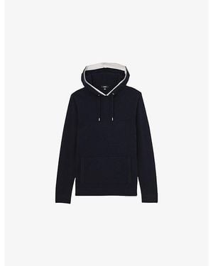 Reiss Falmer Pouch-Pocket Merino-Wool Hoody - Blue