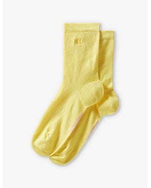 Claudie Pierlot Logo-Embroidered Ankle-Rise Stretch-Cotton Socks - Yellow