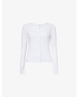 Cou Cou Intimates Round-Neck Pointelle-Knit Cotton Cardigan - White
