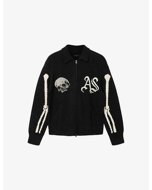 AllSaints Adrian Branded Cotton-Knit Cardigan - Black