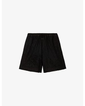 The Kooples Drawstring-Waist Regular-Fit Stretch-Cotton Shorts - Black