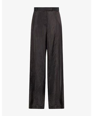 Dries Van Noten Wide-Leg Stripe-Print Cupro Trousers - Grey