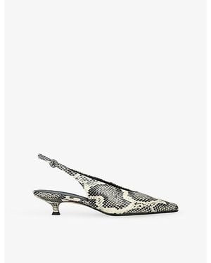 Aeyde Camila 35 Slingback Leather Court Shoes - Metallic