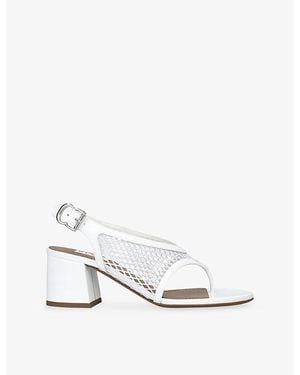 Alaïa Fishnet 55 Heeled Leather Sandals - White