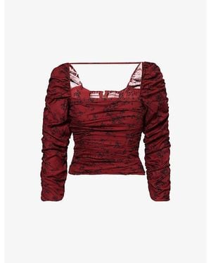 Reformation Joi Gathered Stretch-Cotton Top