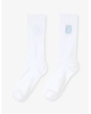 Sandro Logo-Embroidered Ribbed Cotton-Blend Socks - White