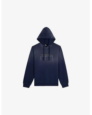 The Kooples Logo-Print Relaxed-Fit Cotton Hooded Sweatshirt - Blue