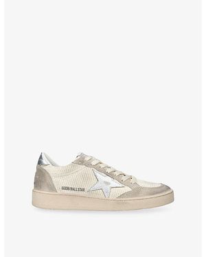Golden Goose Ballstar 15260 Suede And Mesh Trainers - Natural