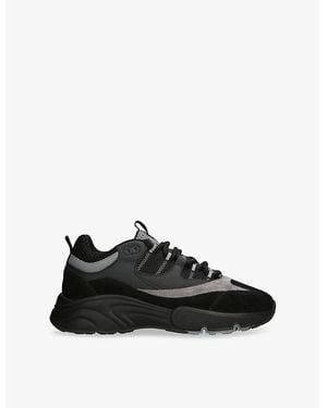 Cleens Aero Runner Leather, Suede And Mesh Sneakers - Black