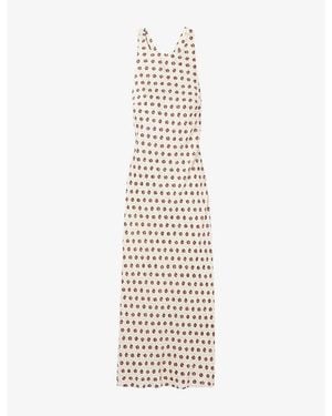 Claudie Pierlot Floral-Print Sleeveless Satin Maxi Dress - White