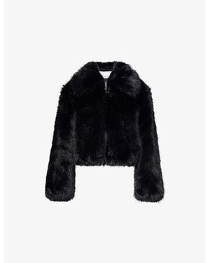 Frankie Shop Hope Wide-Collar Faux-Fur Jacket - Black