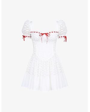House Of Cb Jana Broderie-Anglaise Cotton Mini Dress - White