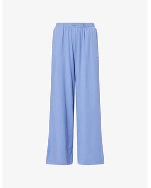 WE Are Tala Soft Lounge Wide-Leg Cotton-Jersey Pajama Bottoms - Blue