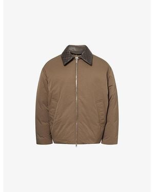 Bottega Veneta Intrecciato-Collar Washed Tech Puffer Jacket - Brown