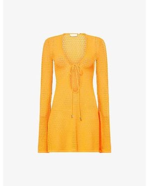 Cheap Monday Montego Crochet Knitted Mini Dress - Yellow