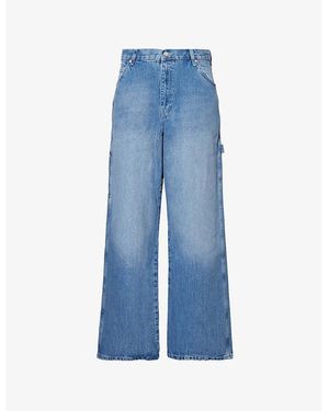 Represent Skater Patch-Pockets Wide-Leg High-Rise Stretch-Denim Jeans - Blue